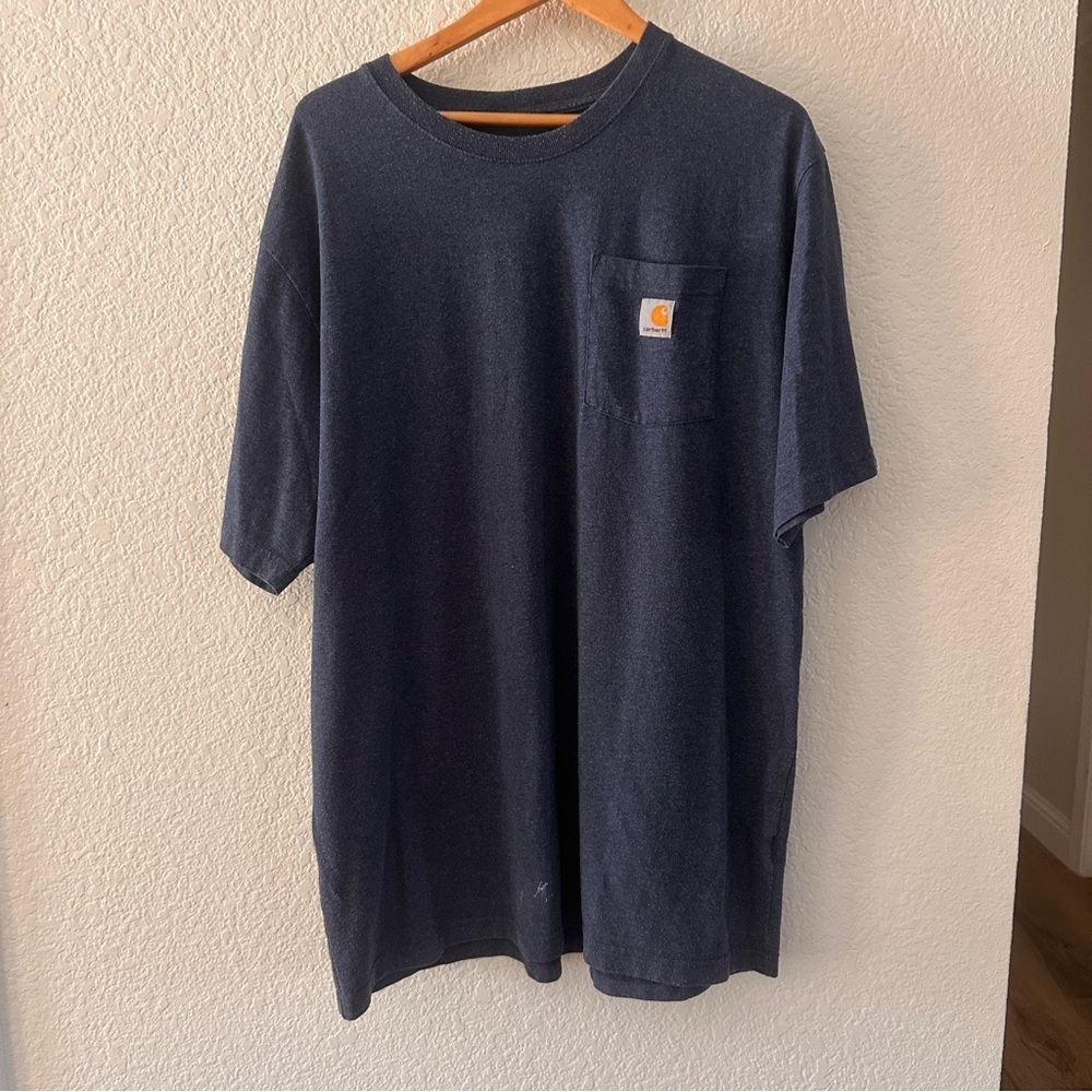 Carhartt Mens Navy XL TALL Short Sleeve Tee Outdoors Construction Utility Pocket